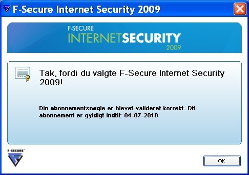 F-Secure gentegning af licens