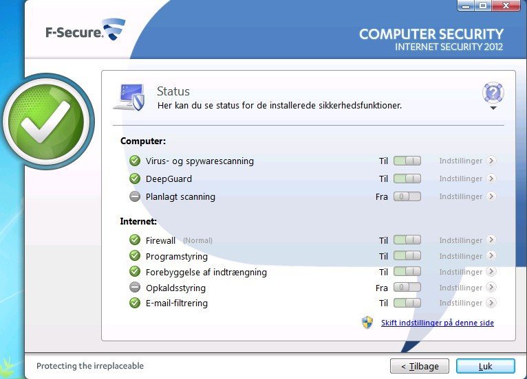 F-Secure´s menu
