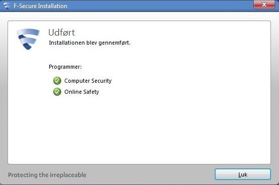 F-Secure er nu installeret