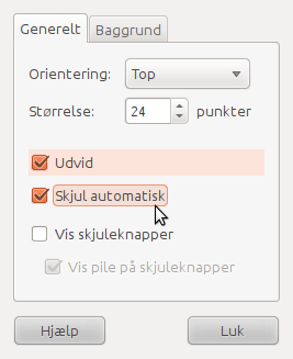 Ubuntu Skærmbillede for Panel