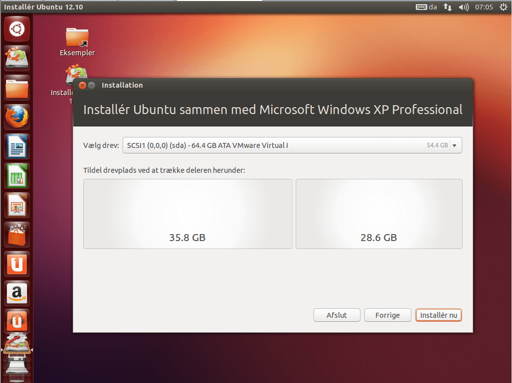 Ubuntu installer ved siden af Windows