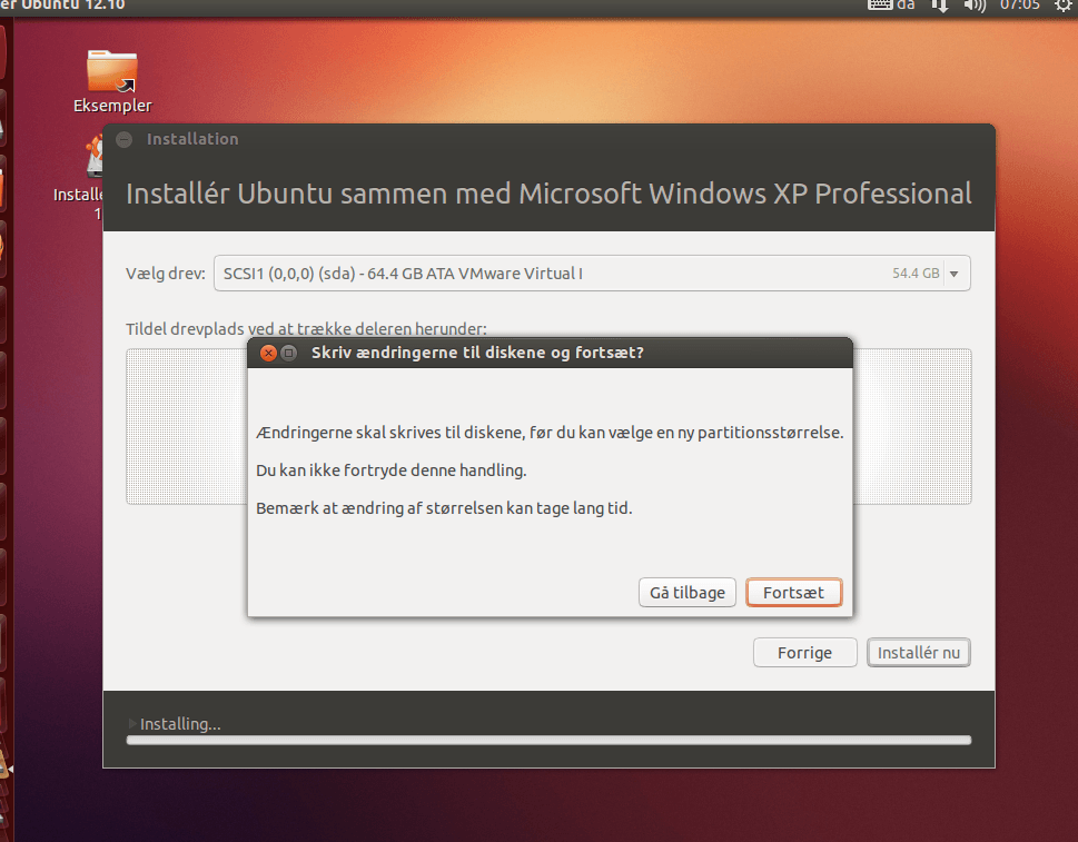 Ubuntu installer ved siden af Windows