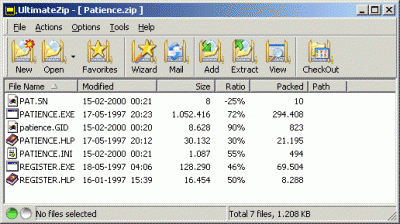 UltimateZip med en pakket fil