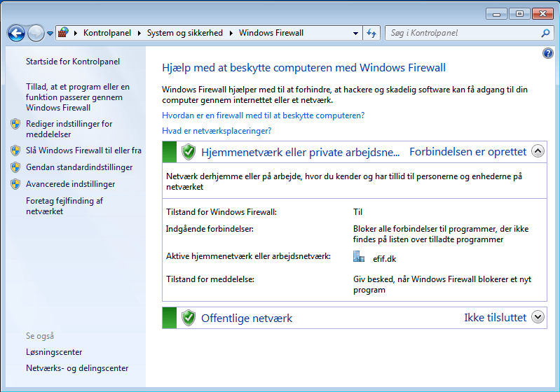 windows firewall indstillinger