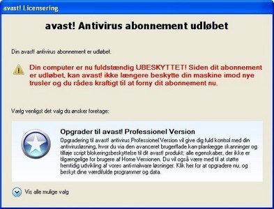 Gen registrering af Avast