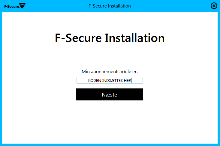F-Secure Antivirus tast licens eller demo kode fra din mail