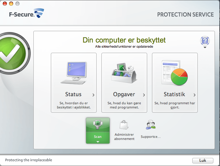 F-Secure er åbnet, og du beder den om at scanne nu.