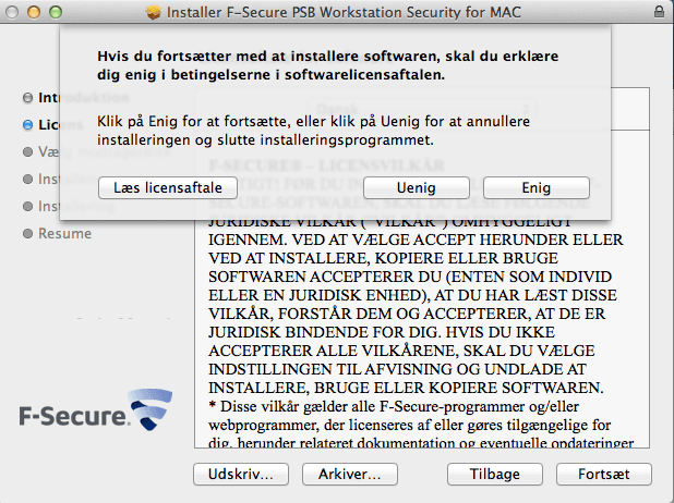 F-Secure sikkerhed selv med en mac computer