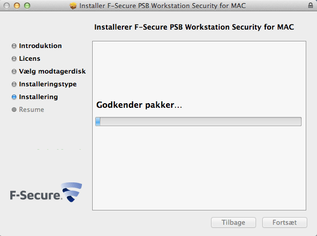 F-Secure Antivirus bliver her installeret - trin for trin