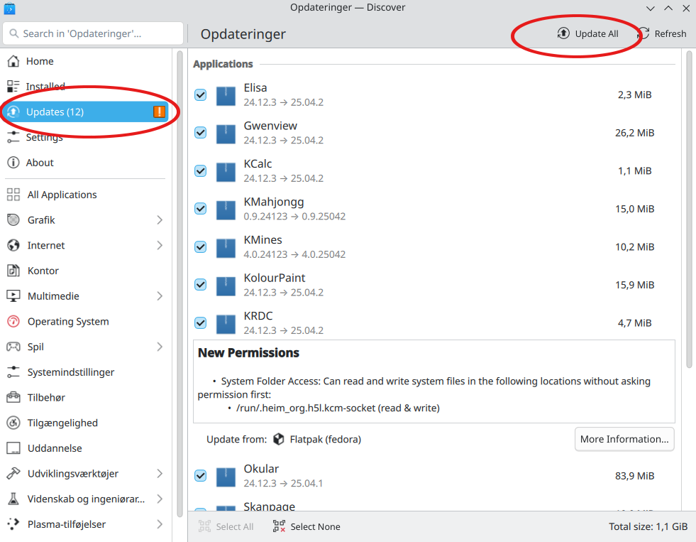 fedora kinoite opdatering ja tak