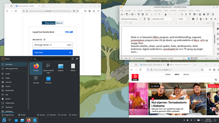 fedora kinoite skrivebord flere programmer startet write netbank drtv