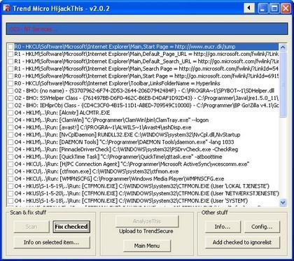 hijack This fundet følgende