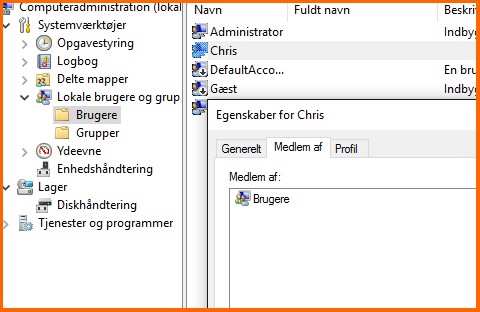 fjern administrator og tilføj brugere