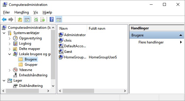 Computer Administration brugere Computer Administration på Windows