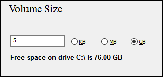 TrueCrypt Bind størrelse